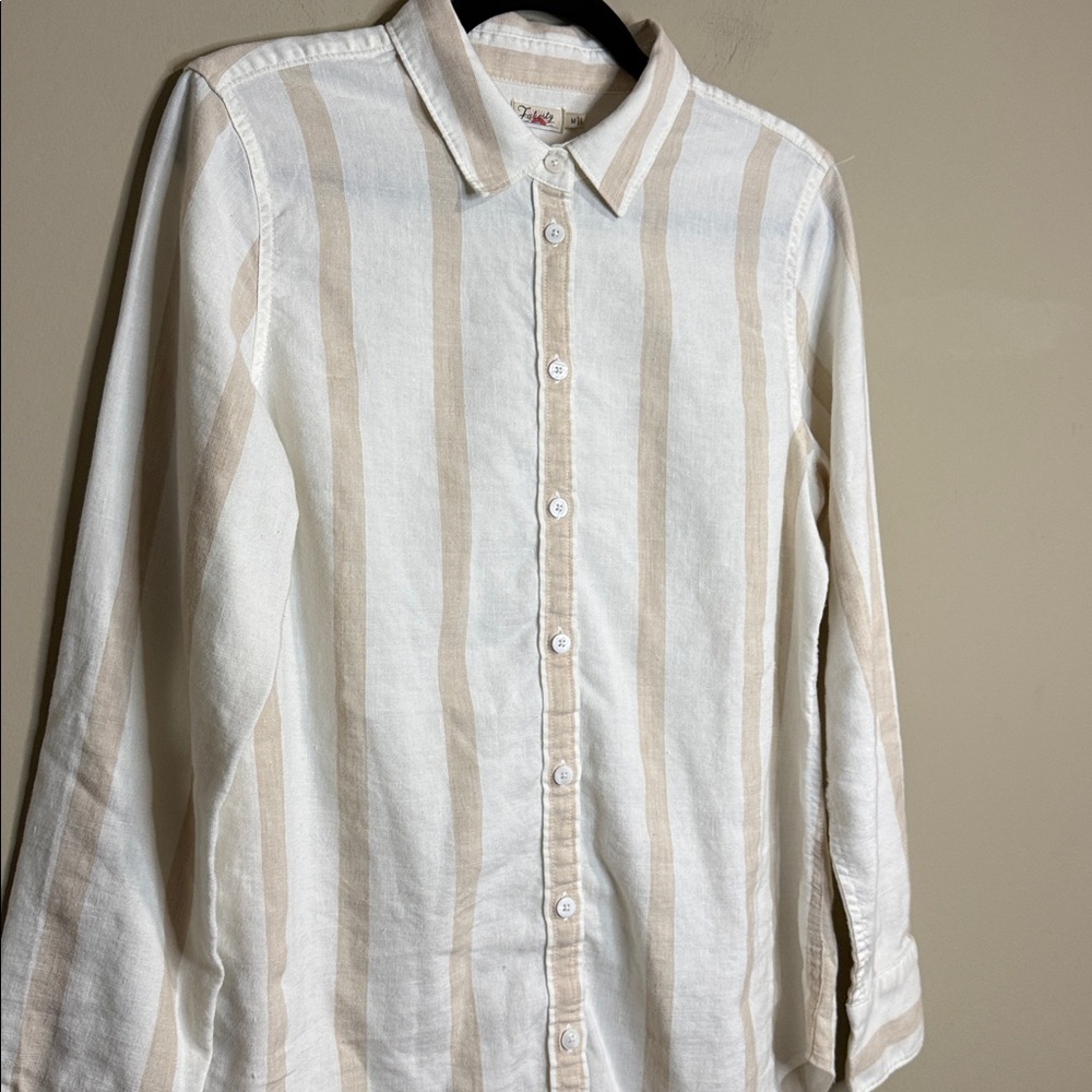 FAHERTY MALIBU VALLERTA STRIPE LONG SLEEVE LINEN SHIRT SIZE MEDIUM - Picture 5 of 8